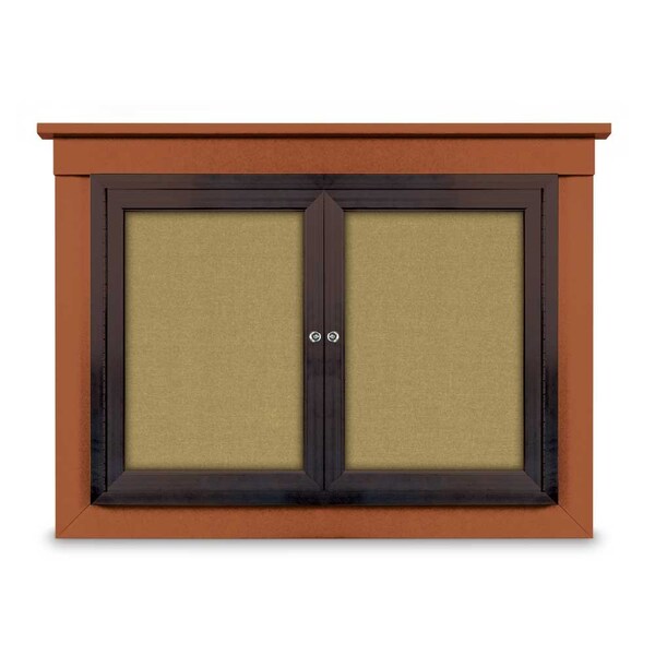 24"x36" 1-Door Enclosed Letterboard, Header, White Vinyl/Walnut